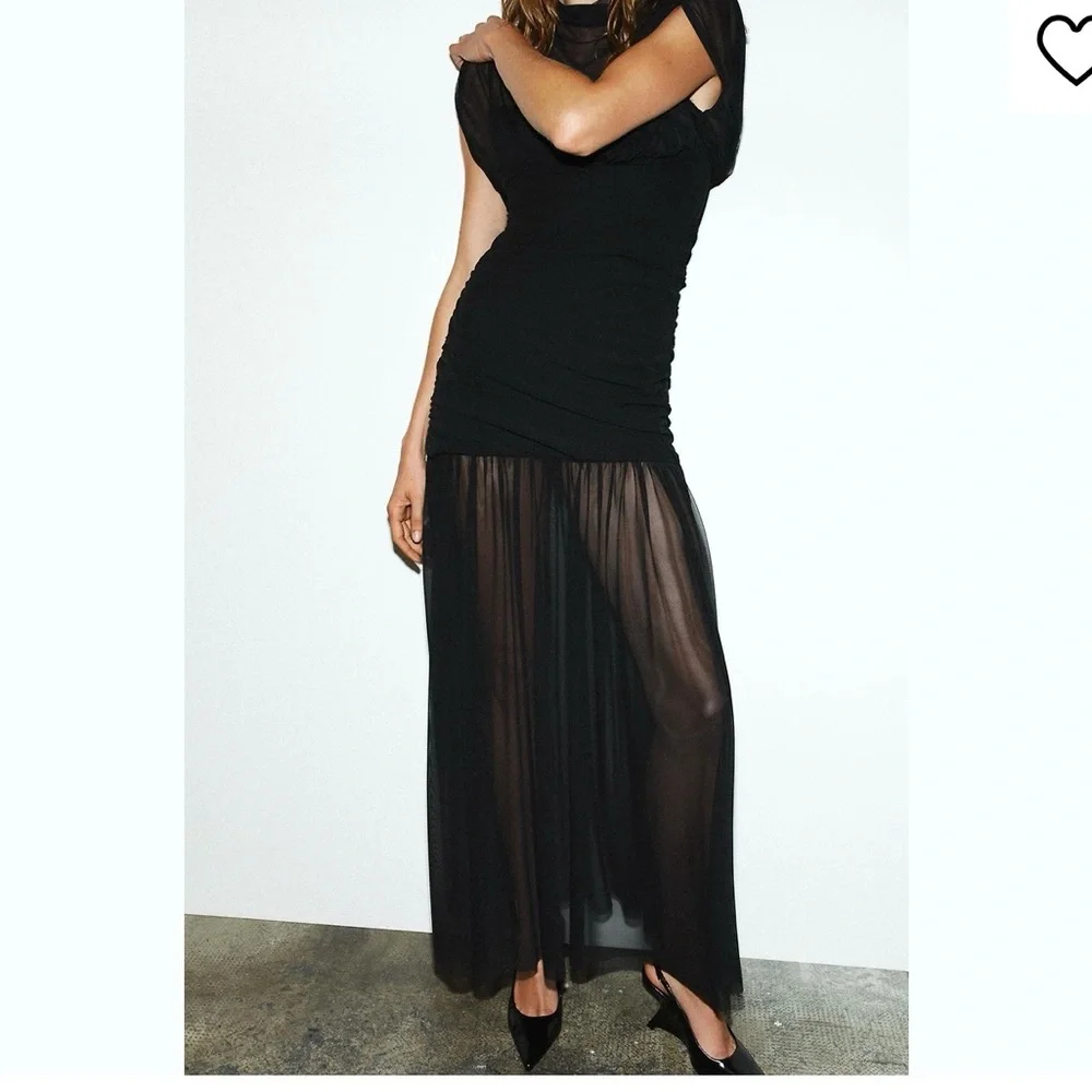 Zara Black Long Sleeve Dress - Picture 4 of 7